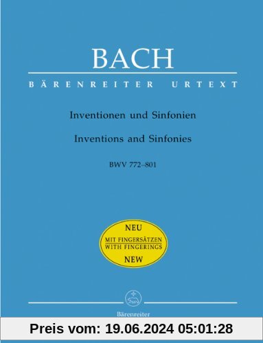 Inventionen und Sinfonien. BWV 772-801. BÄRENREITER URTEXT. Spielpartitur, Urtextausgabe, Sammelband
